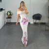 VESTIDO MESH BEIGE FLOR VIOLETA