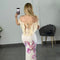 VESTIDO MESH BEIGE FLOR VIOLETA