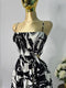 VESTIDO LARGO BLANCO Y NEGRO