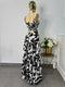VESTIDO LARGO BLANCO Y NEGRO