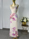 VESTIDO MESH BEIGE FLOR VIOLETA