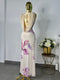 VESTIDO MESH BEIGE FLOR VIOLETA