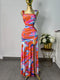 VESTIDO NARANJA CON AZUL