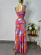 VESTIDO NARANJA CON AZUL
