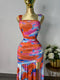 VESTIDO NARANJA CON AZUL
