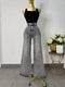 PANTALON MOM GRIS CON CRISTALES VIBRANT